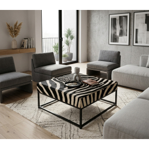 table peau de vache zèbre maison tergus deco cuir