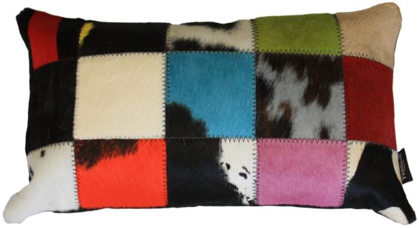 coussin rectangle vache multicolore