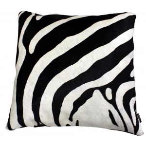 Coussin en peau de vache zèbre blanc