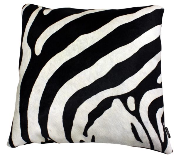 Coussin en peau de vache zèbre blanc