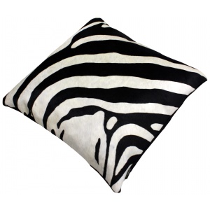 coussin zèbre cuir peau de vache