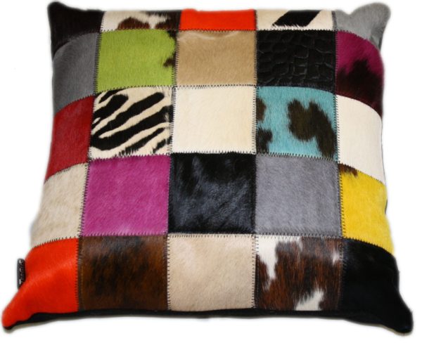 Coussin vache patchwork multicolore