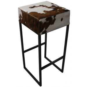 Tabouret de bar en peau vache normande