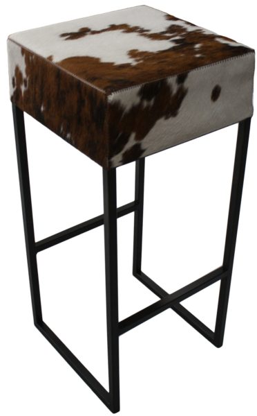 Tabouret de bar en peau vache normande