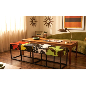 banc 4 place NT multicolore peau de vache