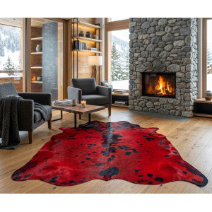 tapis peau de vache rouge