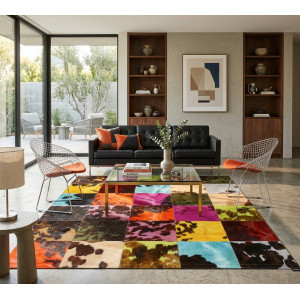 tapis peau de vache coloré maison tergus