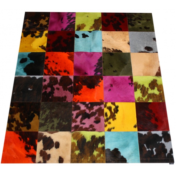 tapis peau de vache normande multicolore