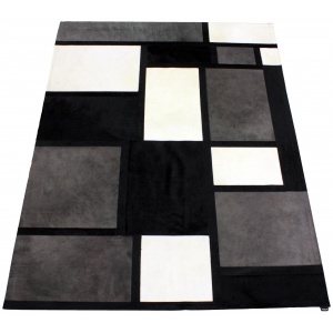 tapis vache type mondrian gris