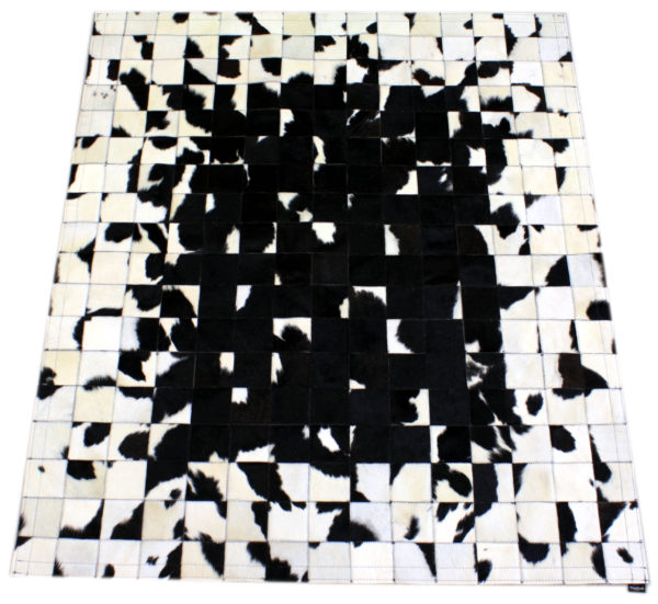 tapis patchwork design vache noir et blanc