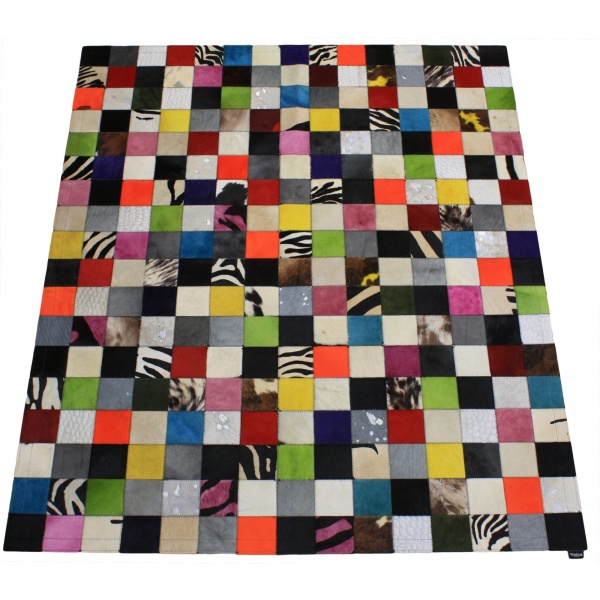 tapis patchwork vache multicolore