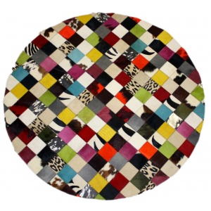 tapis patchwork rond vache multicolore