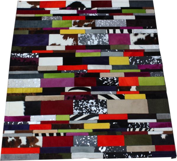 tapis vache rayé multicolore