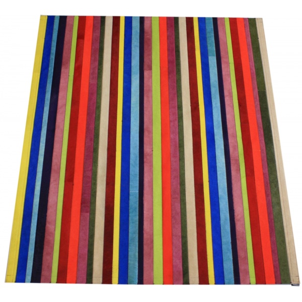 tapis vache rayé multicolore uni
