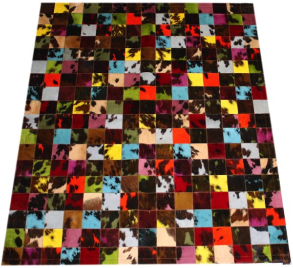 tapis patchwork vache normande multicolore