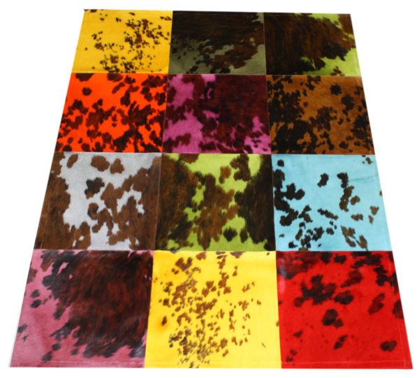 tapis vache normande multicolore grands carreaux