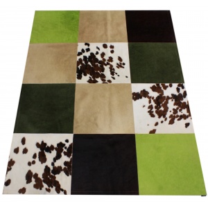 tapis vache mixte vert grands carreaux