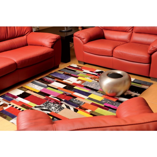 tapis vache rayé multi