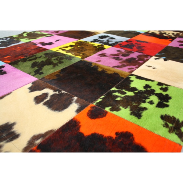 tapis peau de vache normande multicolore