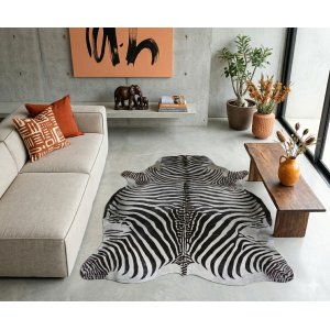 tapis peau de vache zèbre gris