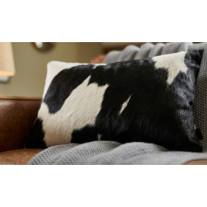 coussin peau de vache noir et blanc