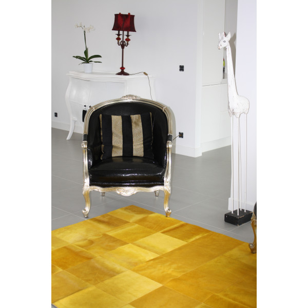 tapis peau de vache jaune