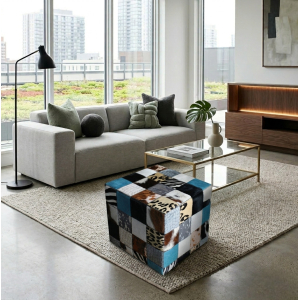 pouf mixte turquoise