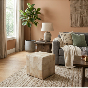 pouf beige peau de vache