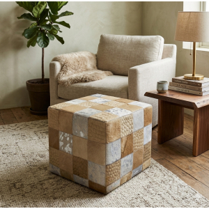 pouf beige peau de vache