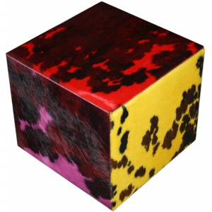 pouf peau de vache normande multicolore