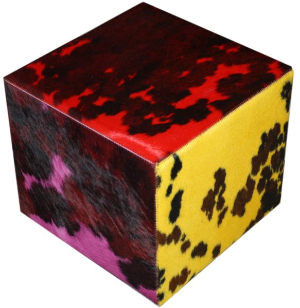 pouf peau de vache normande multicolore