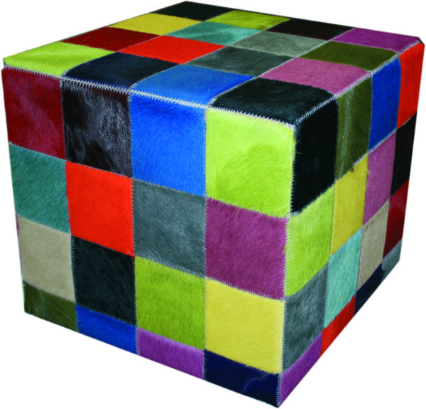 Pouf peau de vache patchwork multicolore uni