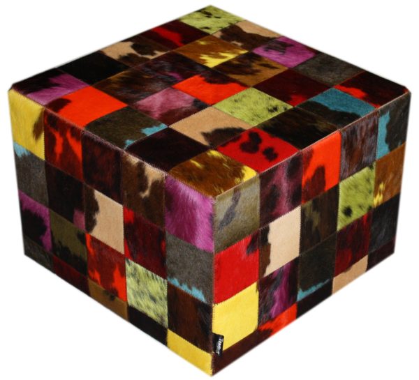 Pouf peau de vache patchwork normande multi – Image 2