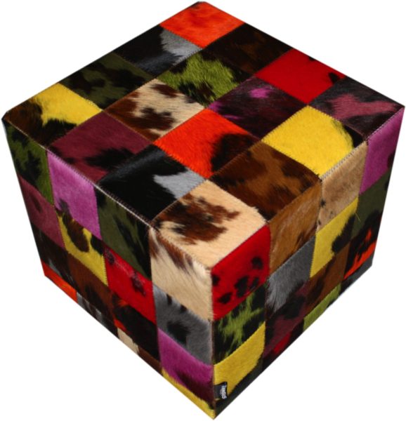 Pouf peau de vache patchwork normande multi