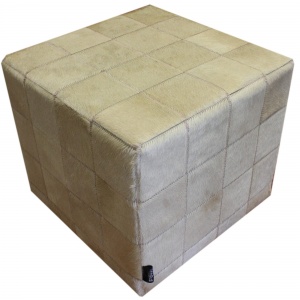 Pouf peau de vache patchwork beige uni