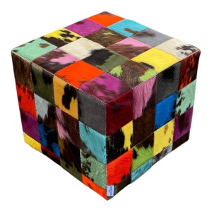 pouf vache normande multicolor