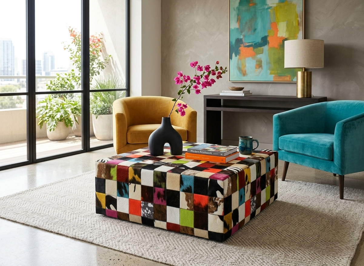 table en peau de vache multicolore