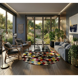 tapis rond multicolore