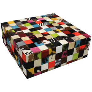 Table peau de vache patchwork multicolore