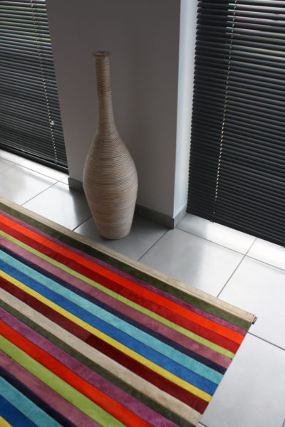 tapis vache raye multicolore uni