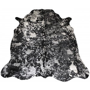peau de vache noire acide argent cuir