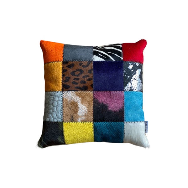 coussin patchwork multicolore