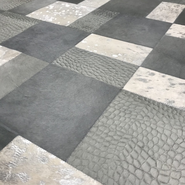 tapis peau de vache mixte gris