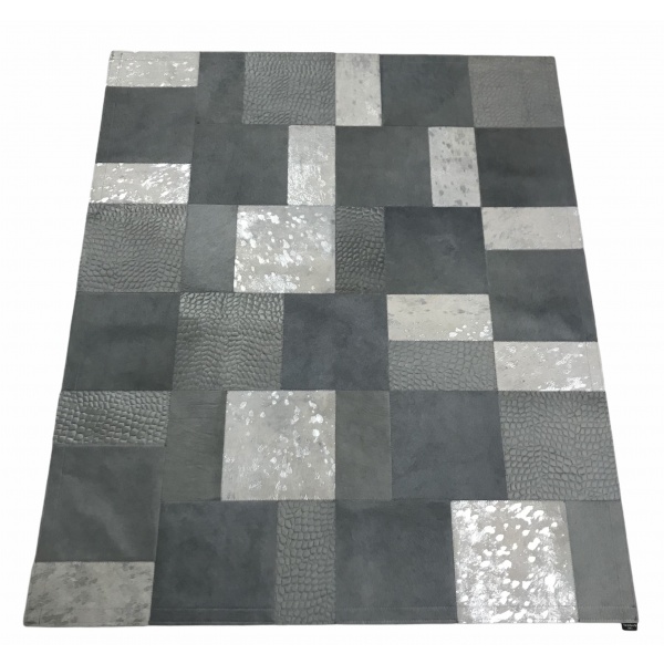 tapis peau de vache mixte gris