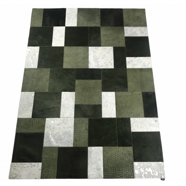 tapis peau de vache mixte kaki