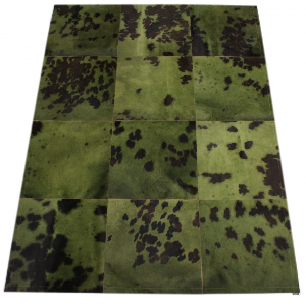 tapis vache normande kaki grands carreaux