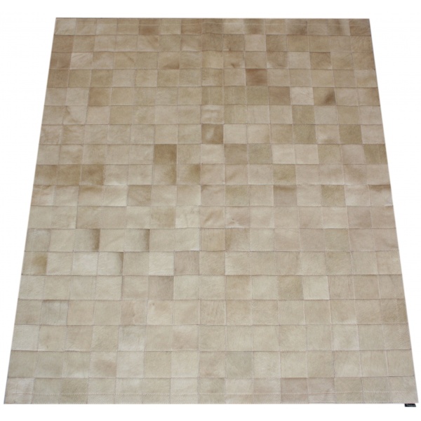 tapis peau de vache patchwork beige