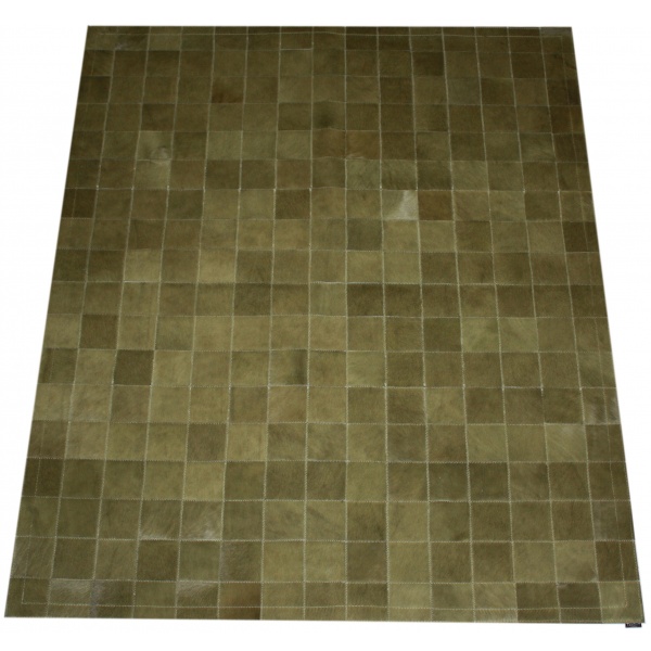tapis peau de vache patchwork kaki