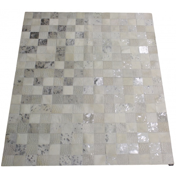 tapis peau de vache patchwork blanc