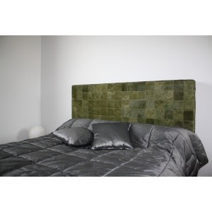 tete de lit patchwork vache kaki